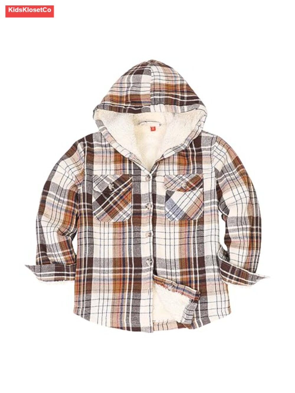 Girls Sherpa-Lined Plaid Flannel Jacket, Soft Warm Coat